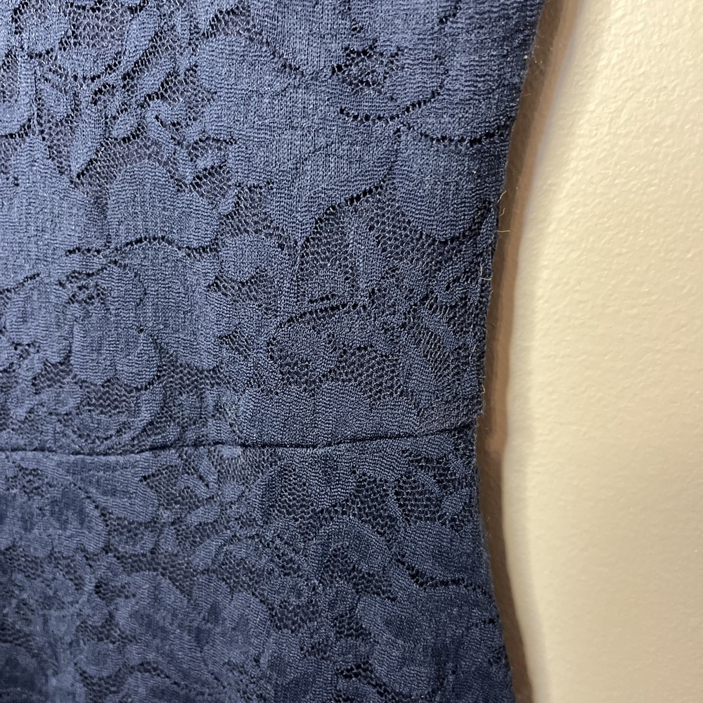 Abercrombie & Fitch Lace Mini Dress Fit Flare Navy Blue Party Cocktail Small - Picture 5 of 7